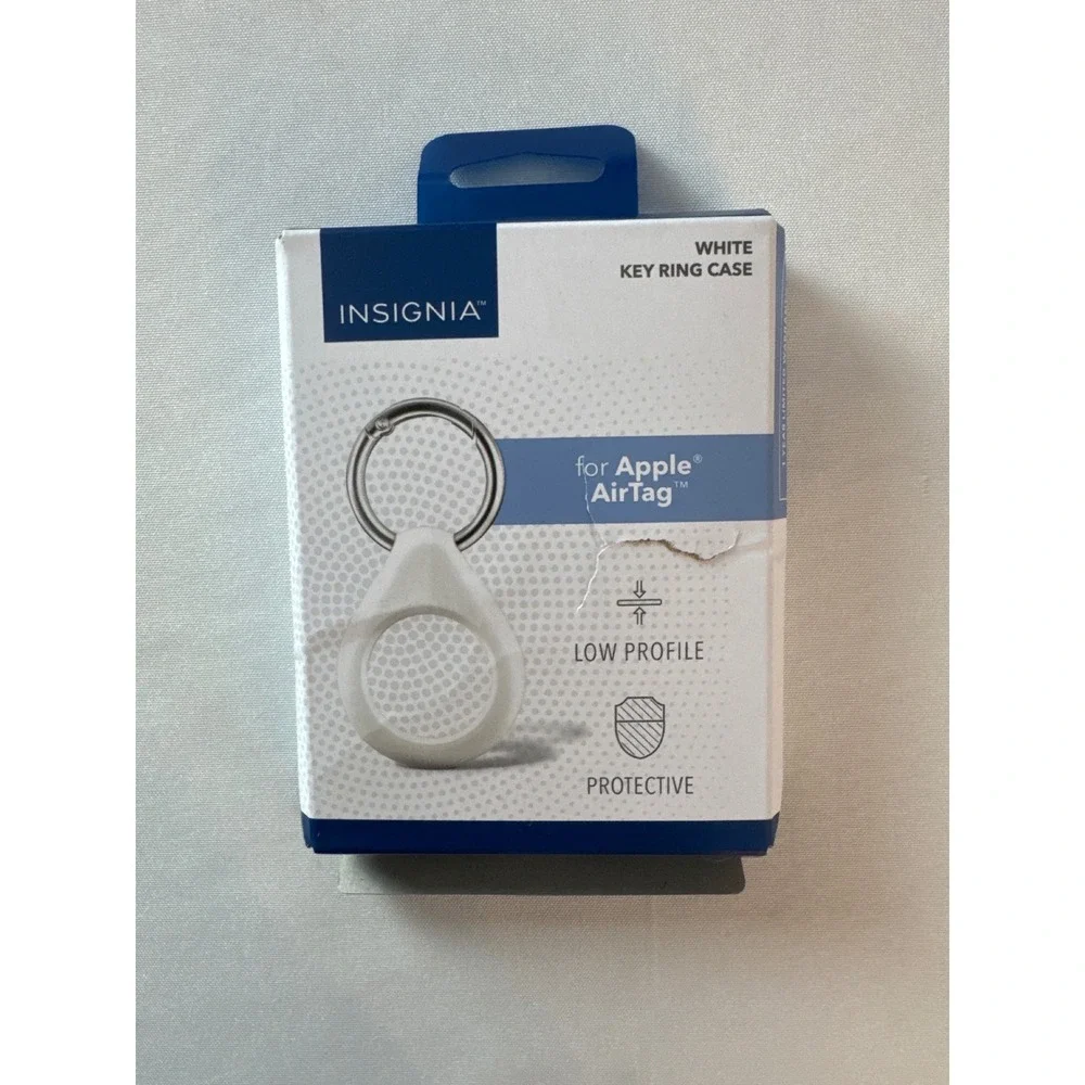 Insignia Key Ring Case for Apple AirTag White Silicone Holder NS-ATC1WH New